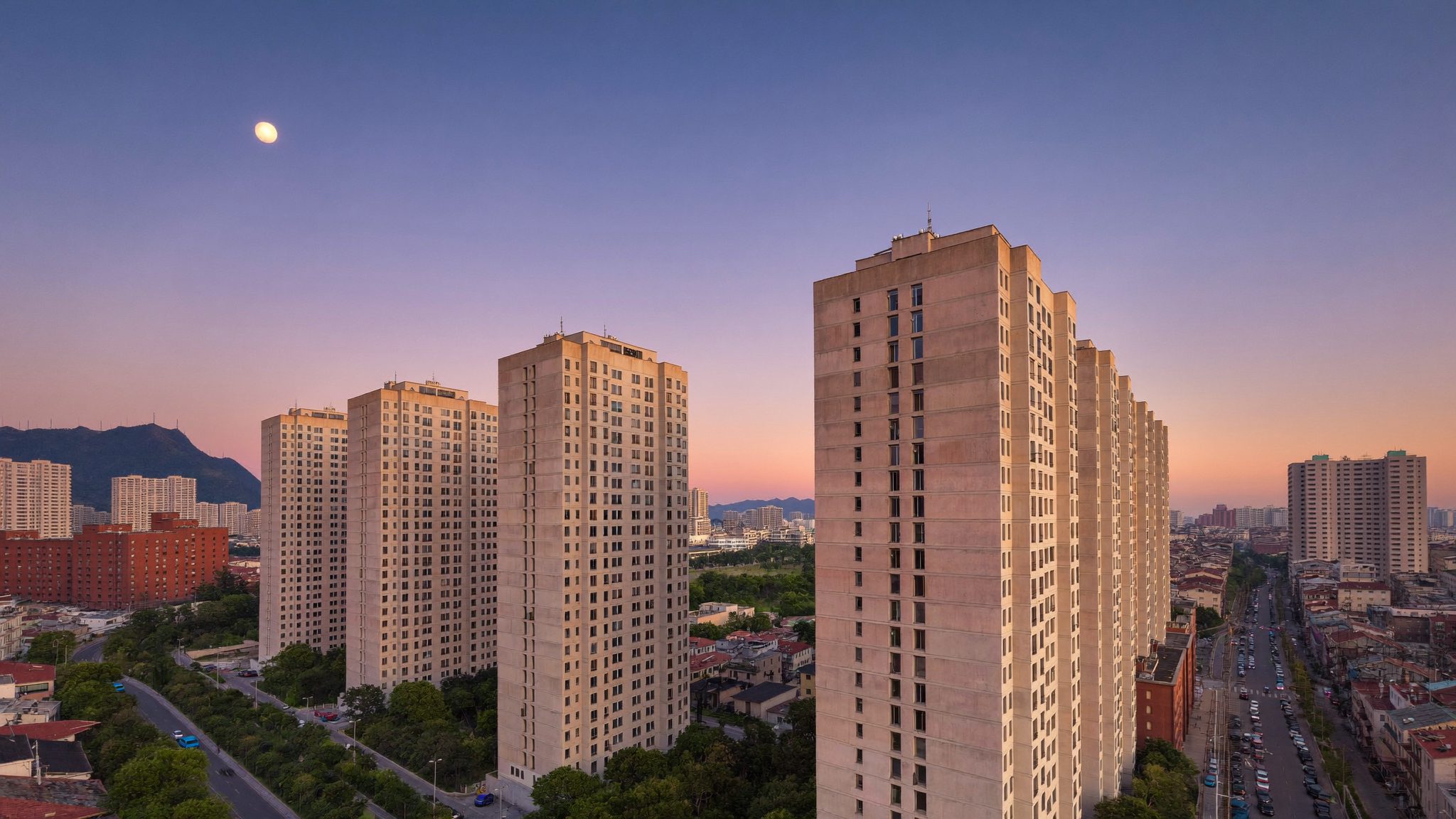 Menara apartemen pada garis langit kota Medan